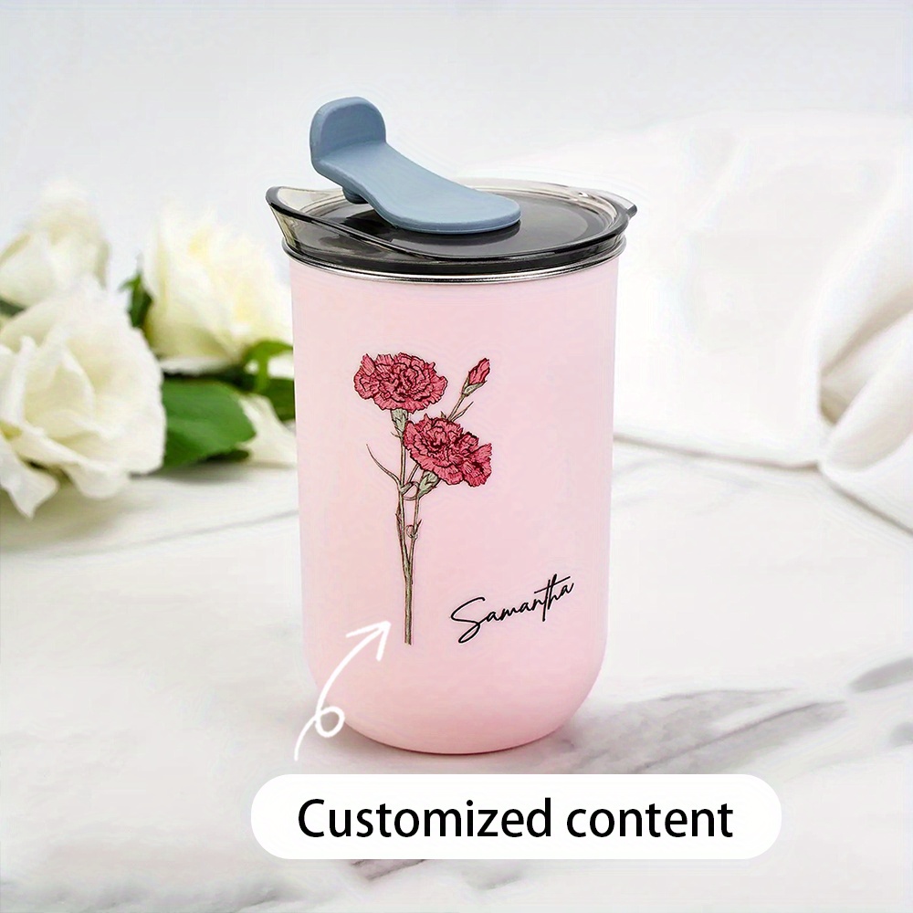 Coffee Equipment Gift - Personalized Birth Flower Coffee Tumbler, Custom