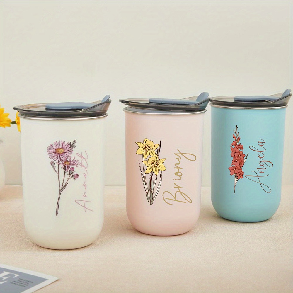 Coffee Equipment Gift - Custom Birth Flower Stainless Steel Cup